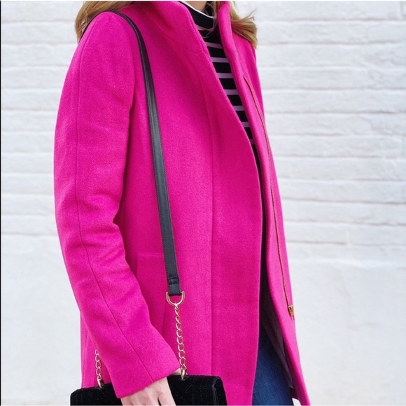 J. Crew Bright Pink City Cocoon Coat Wool trending preppy - Picture 3 of 13